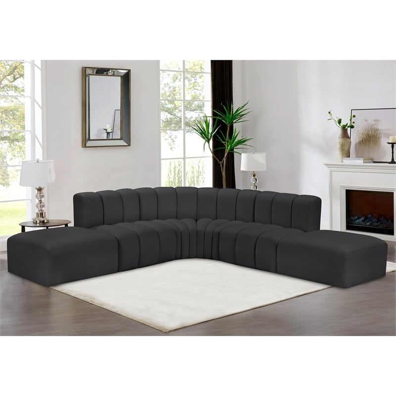 Meridian Furniture Arc Black Vegan Leather Modular Sectional