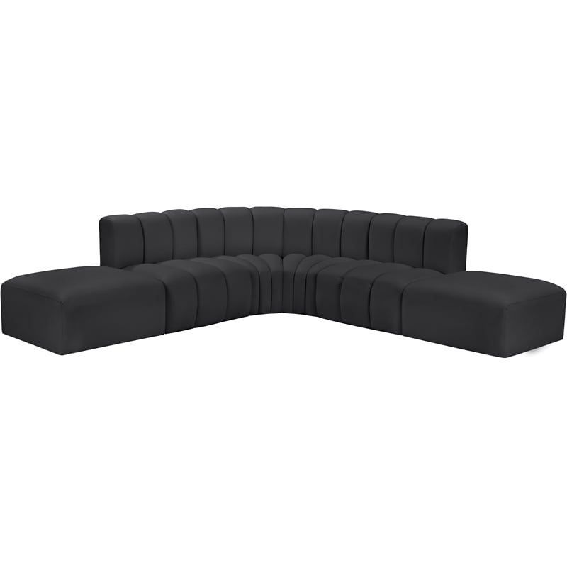 Meridian Furniture Arc Black Vegan Leather Modular Sectional