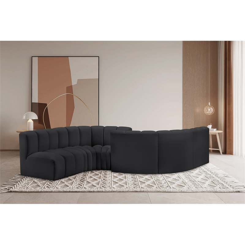 Meridian Furniture Arc Black Vegan Leather Modular Sectional