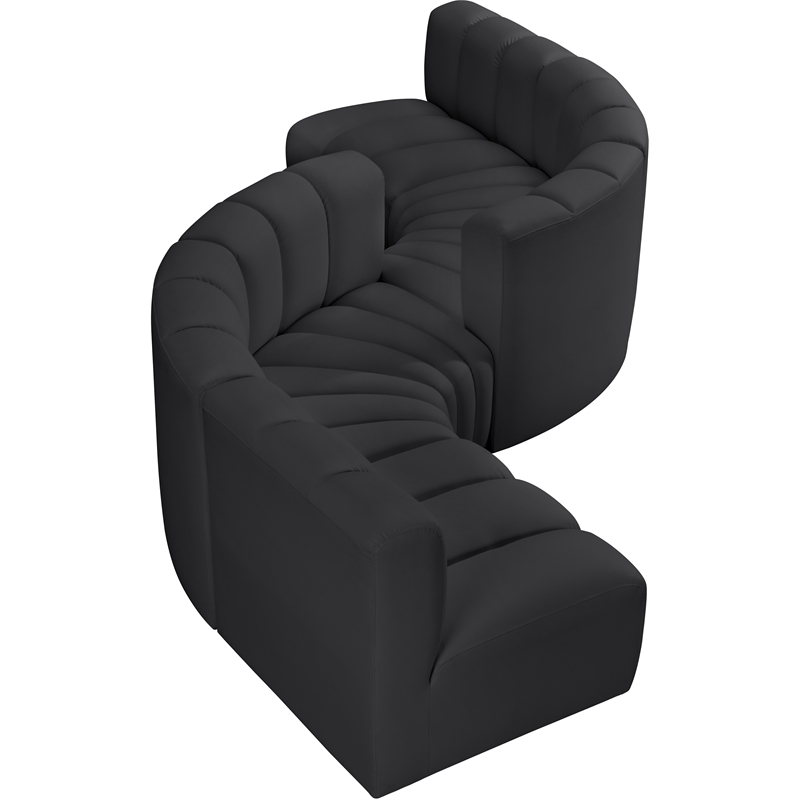 Meridian Furniture Arc Black Vegan Leather Modular Sectional