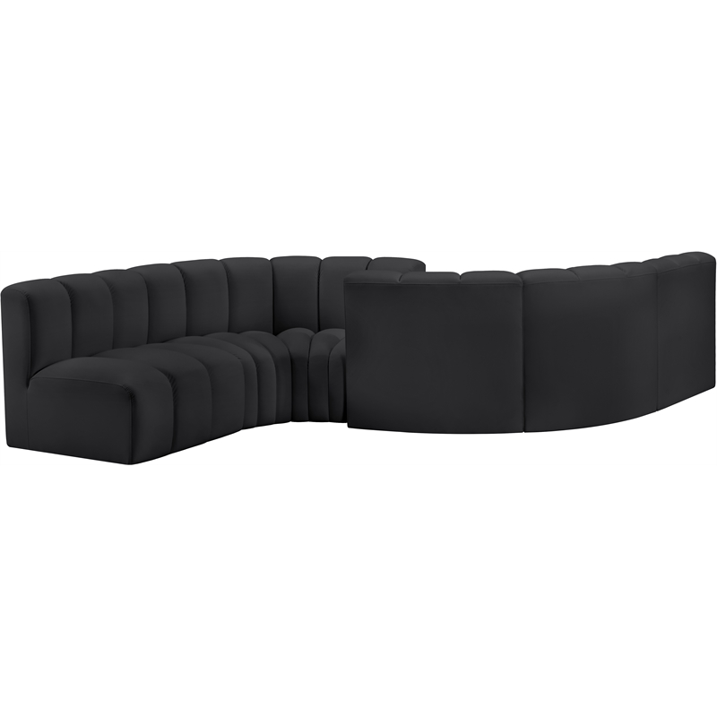 Meridian Furniture Arc Black Vegan Leather Modular Sectional