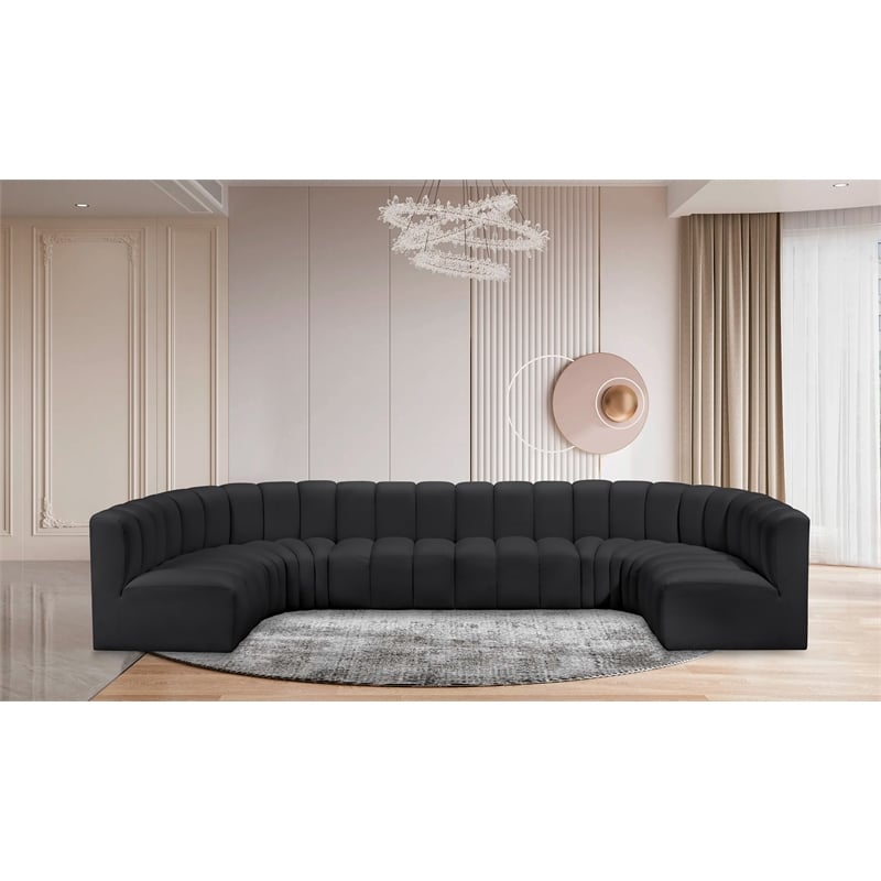 Meridian Furniture Arc Black Vegan Leather Modular Sectional