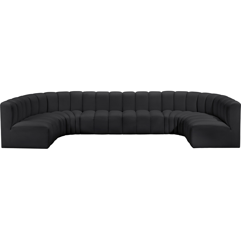 Meridian Furniture Arc Black Vegan Leather Modular Sectional