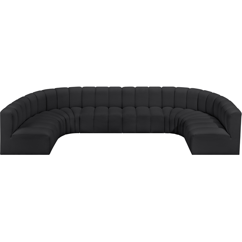 Meridian Furniture Arc Black Vegan Leather Modular Sectional