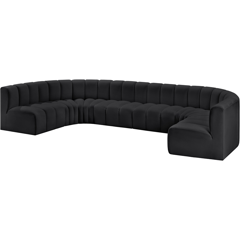 Meridian Furniture Arc Black Vegan Leather Modular Sectional
