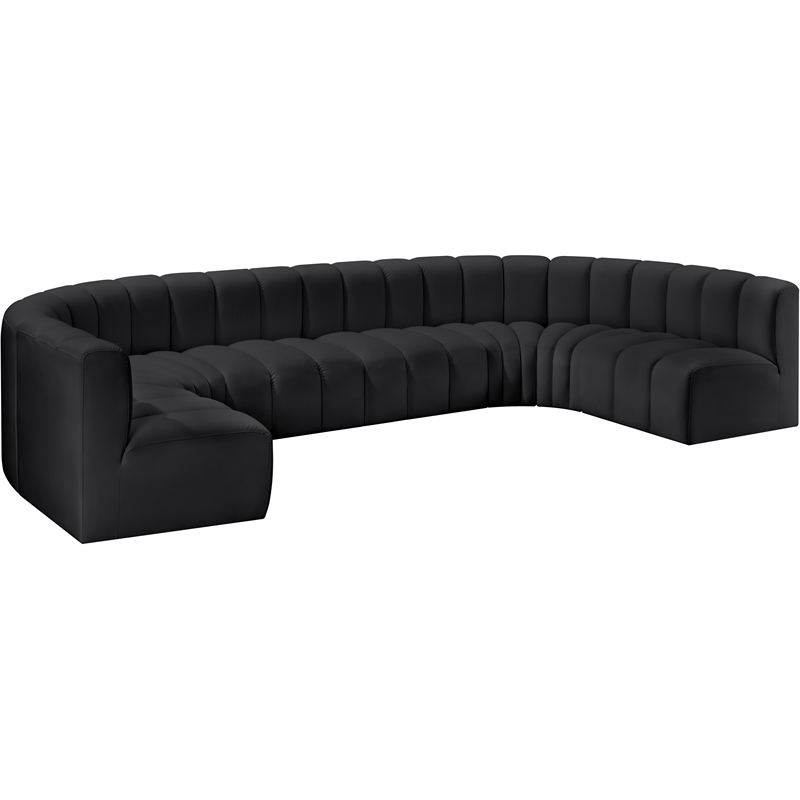 Meridian Furniture Arc Black Vegan Leather Modular Sectional