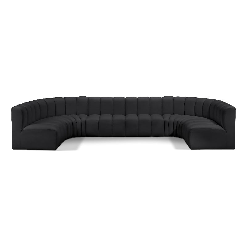Meridian Furniture Arc Black Vegan Leather Modular Sectional