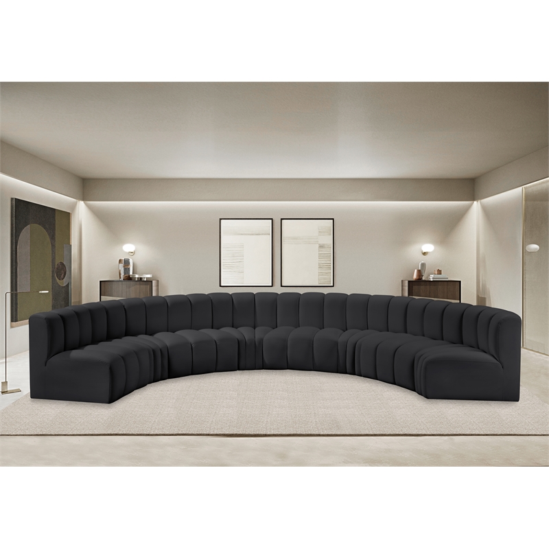 Meridian Furniture Arc Black Vegan Leather Modular Sectional