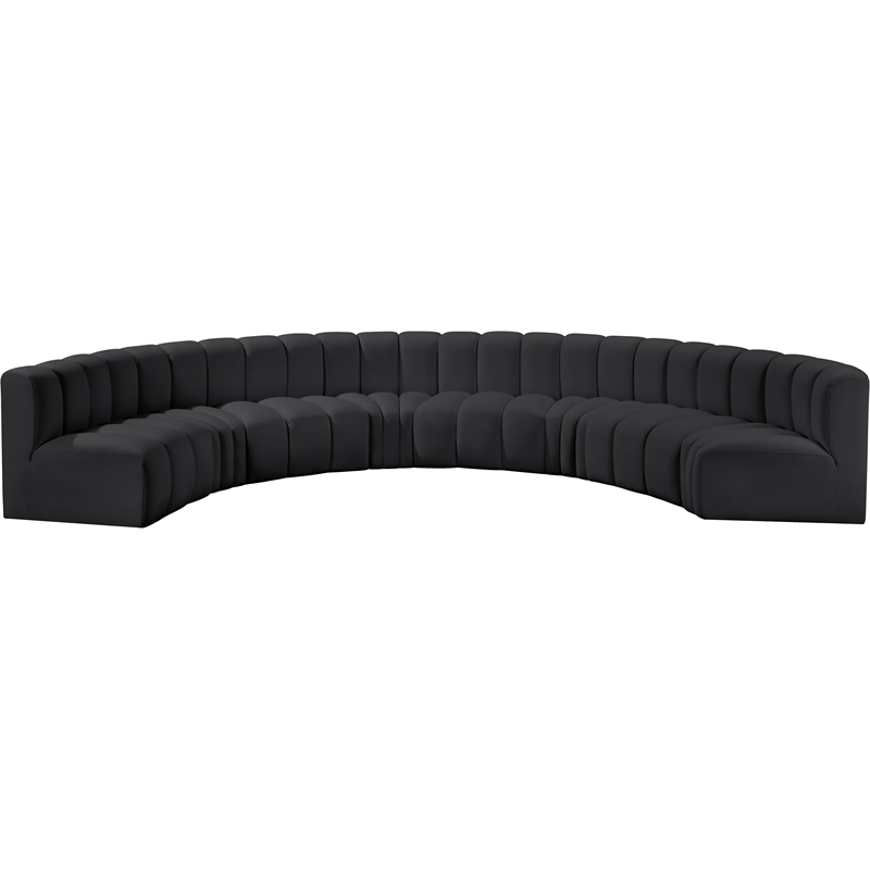 Meridian Furniture Arc Black Vegan Leather Modular Sectional