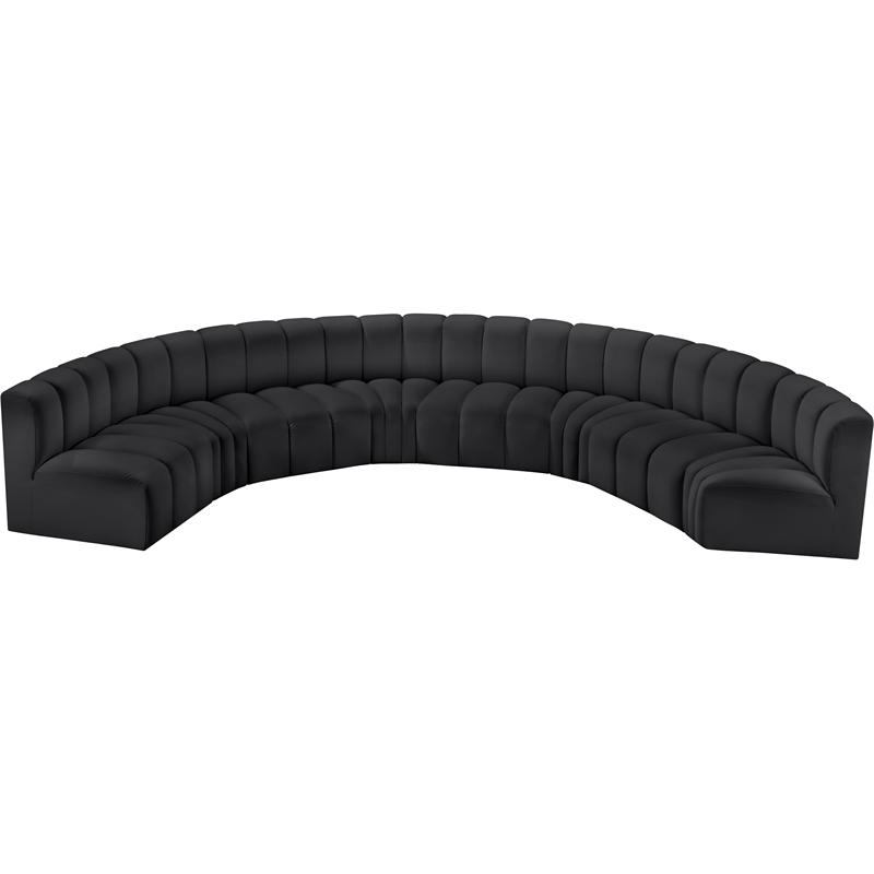 Meridian Furniture Arc Black Vegan Leather Modular Sectional