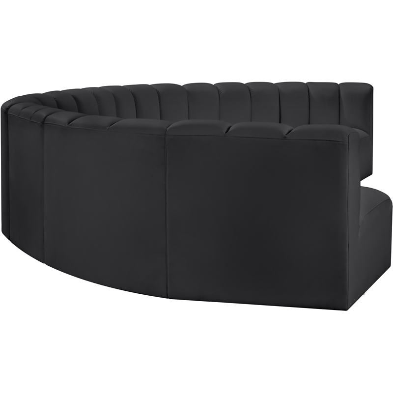 Meridian Furniture Arc Black Vegan Leather Modular Sectional