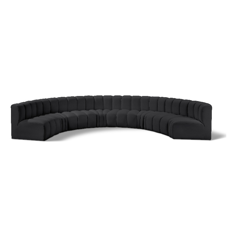 Meridian Furniture Arc Black Vegan Leather Modular Sectional