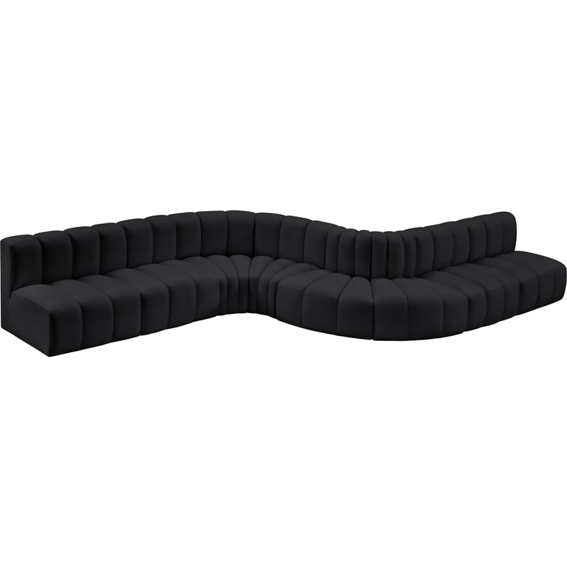 Meridian Furniture Arc Black Vegan Leather Modular Sectional