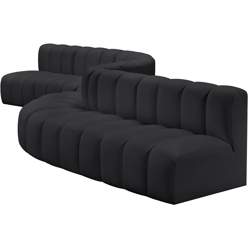 Meridian Furniture Arc Black Vegan Leather Modular Sectional