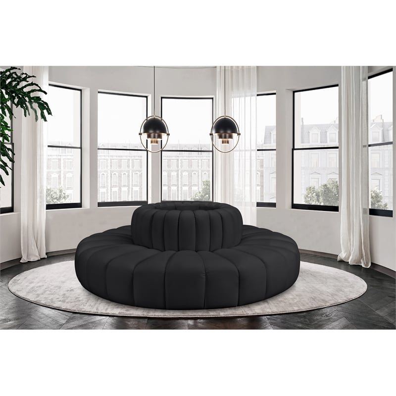 Meridian Furniture Arc Black Vegan Leather Modular Sectional