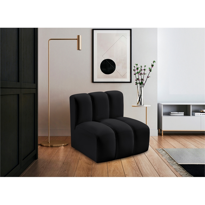 Meridian Furniture Arc Black Vegan Leather Straight Chair