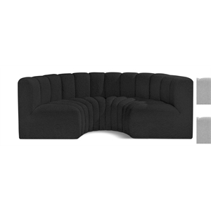 Meridian Furniture Arc Black Boucle Fabric Modular Sectional