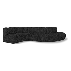 Meridian Furniture Arc Black Boucle Fabric Modular Sectional