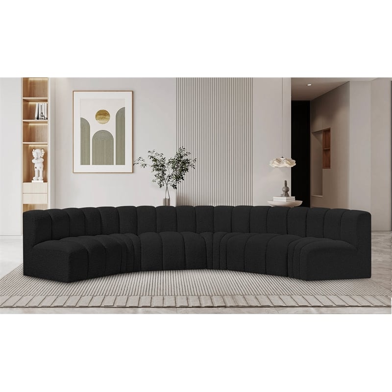 Meridian Furniture Arc Black Boucle Fabric Modular Sectional