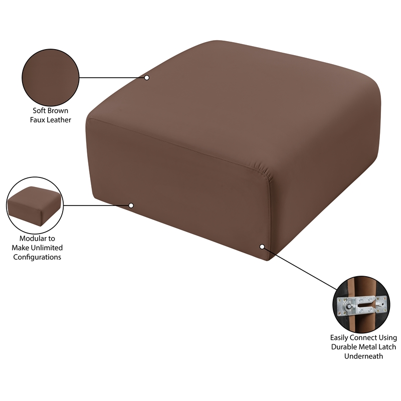 Meridian Furniture Arc Brown Vegan Leather Ottoman