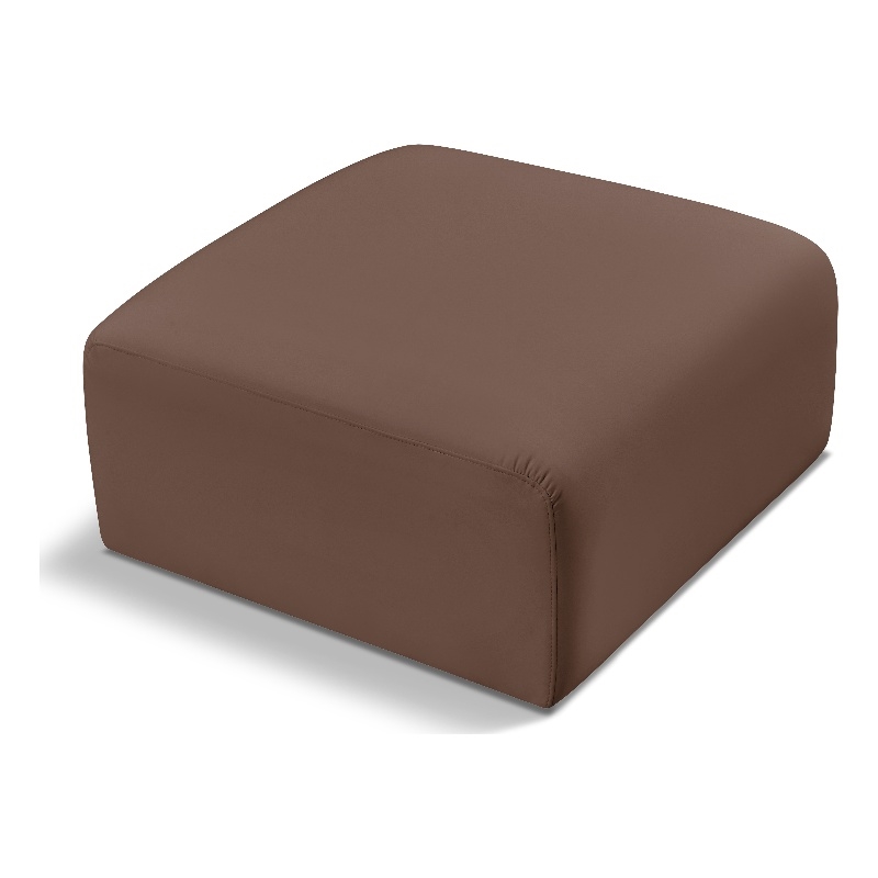 Meridian Furniture Arc Brown Vegan Leather Ottoman