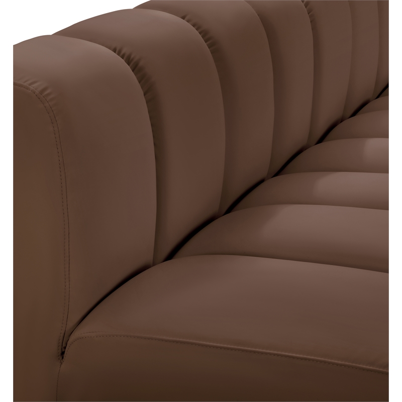 Meridian Furniture Arc Brown Vegan Leather Reverse Corner