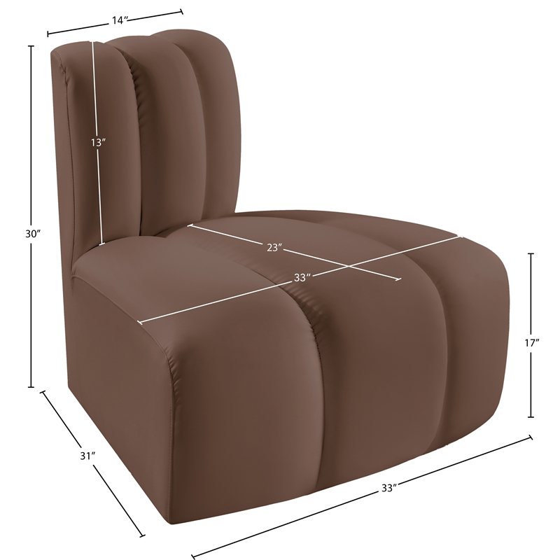 Meridian Furniture Arc Brown Vegan Leather Reverse Corner