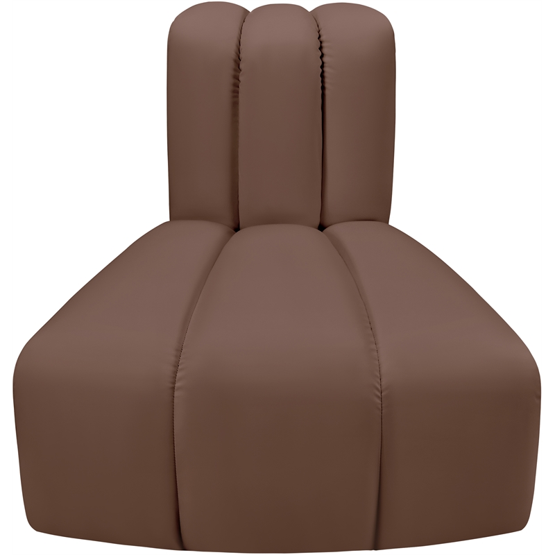 Meridian Furniture Arc Brown Vegan Leather Reverse Corner