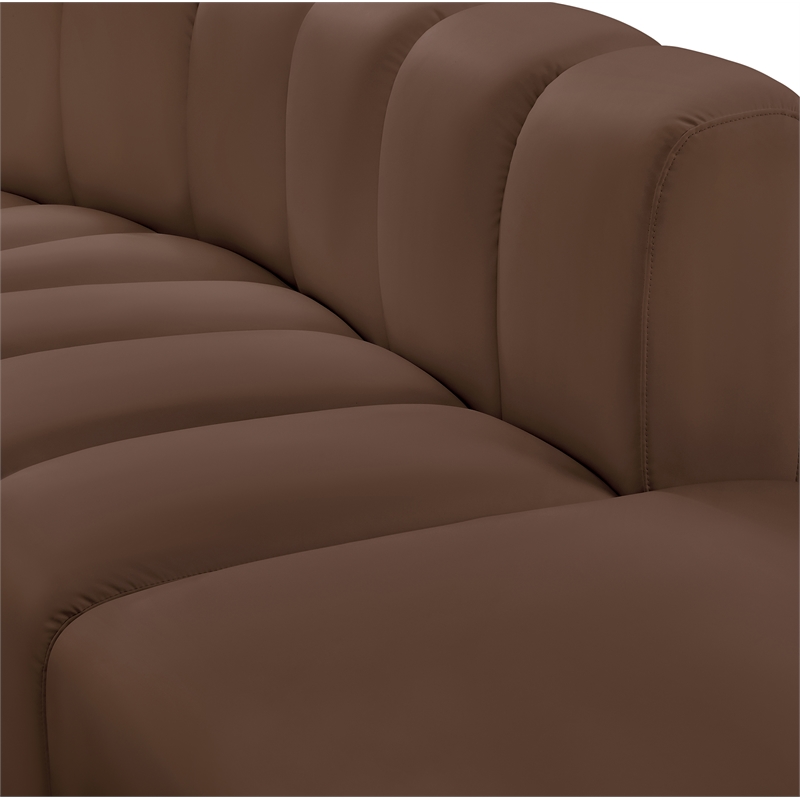 Meridian Furniture Arc Brown Vegan Leather Reverse Corner