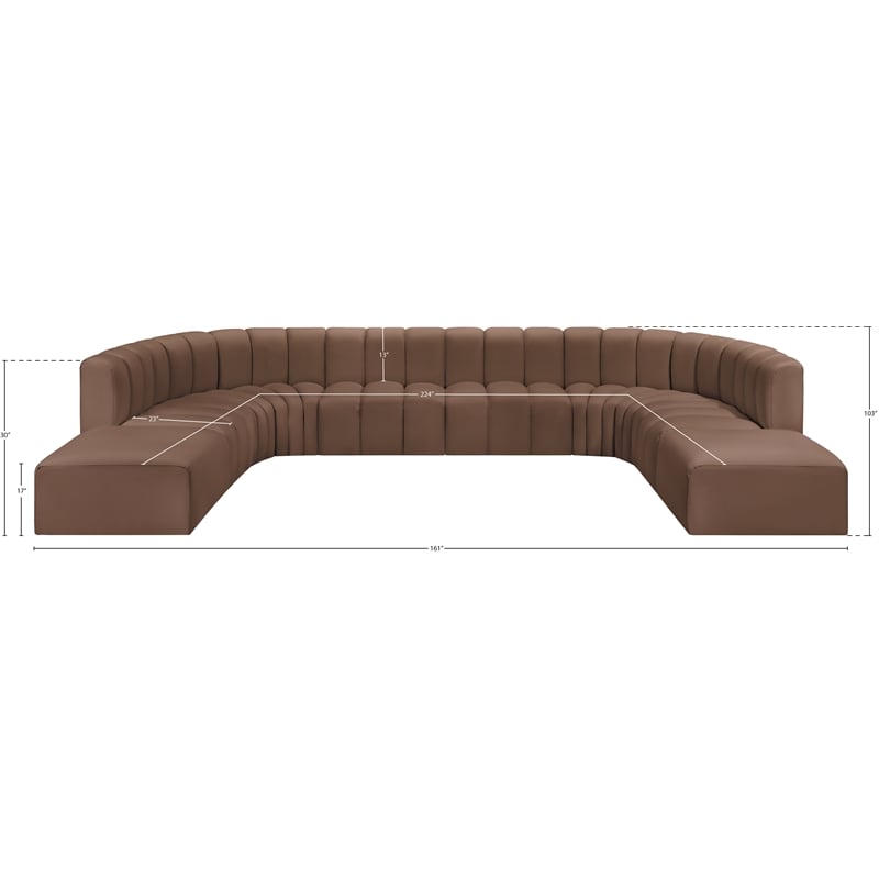 Meridian Furniture Arc Brown Vegan Leather Modular Sectional