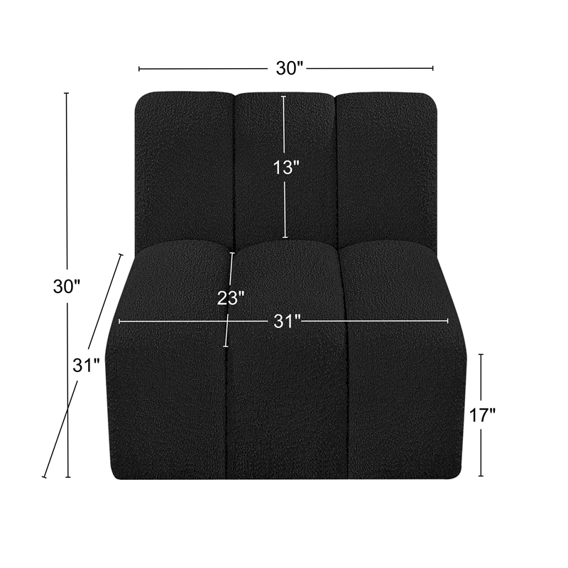 Meridian Furniture Arc Black Boucle Fabric Straight Chair