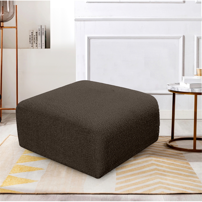 Meridian Furniture Arc BrownBoucle Fabric Ottoman