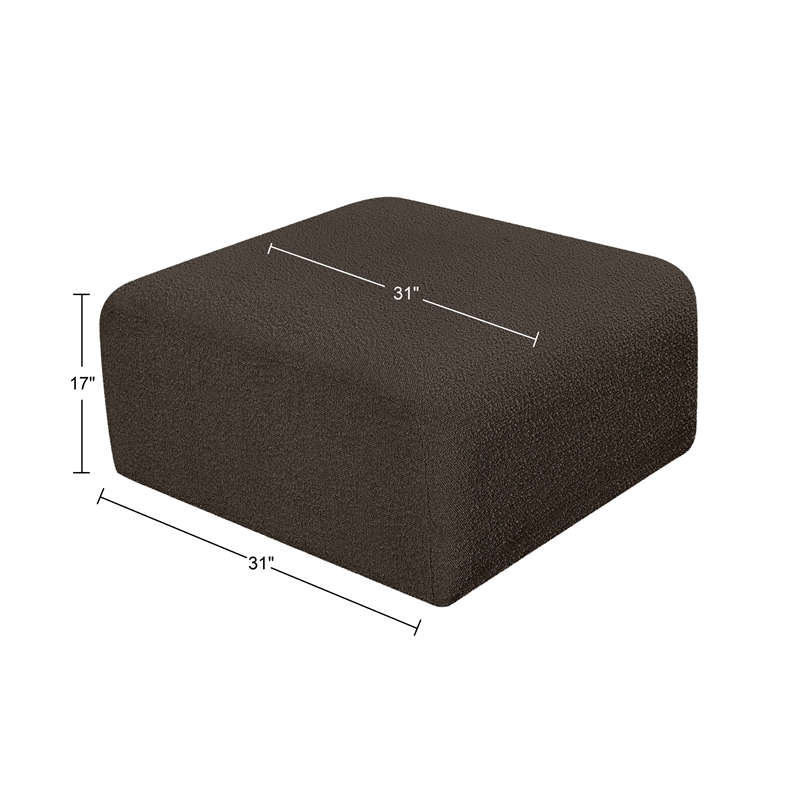 Meridian Furniture Arc BrownBoucle Fabric Ottoman