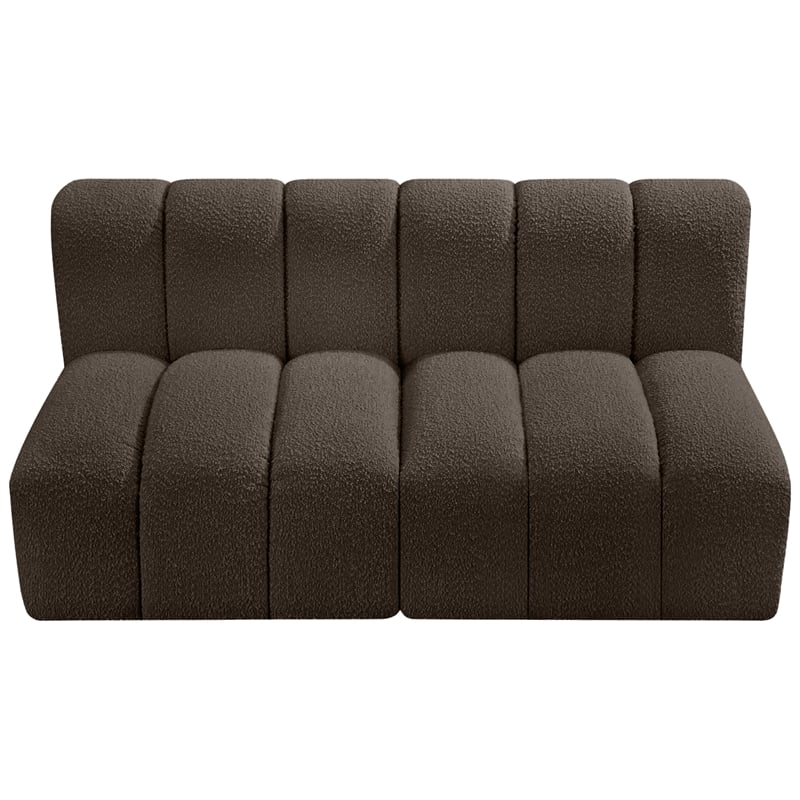 Meridian Furniture Arc Brown Boucle Fabric Modular Sectional