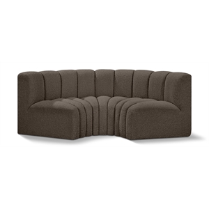 Meridian Furniture Arc Brown Boucle Fabric Modular Sectional
