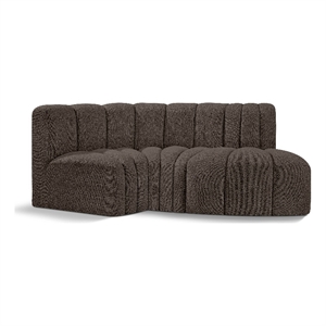 Meridian Furniture Arc Brown Boucle Fabric Modular Sectional