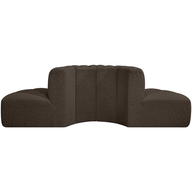 Meridian Furniture Arc Brown Boucle Fabric Modular Sectional