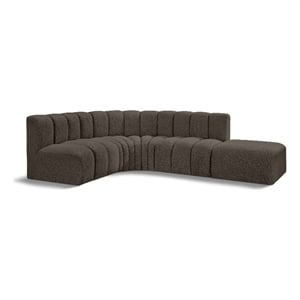Meridian Furniture Arc Brown Boucle Fabric Modular Sectional