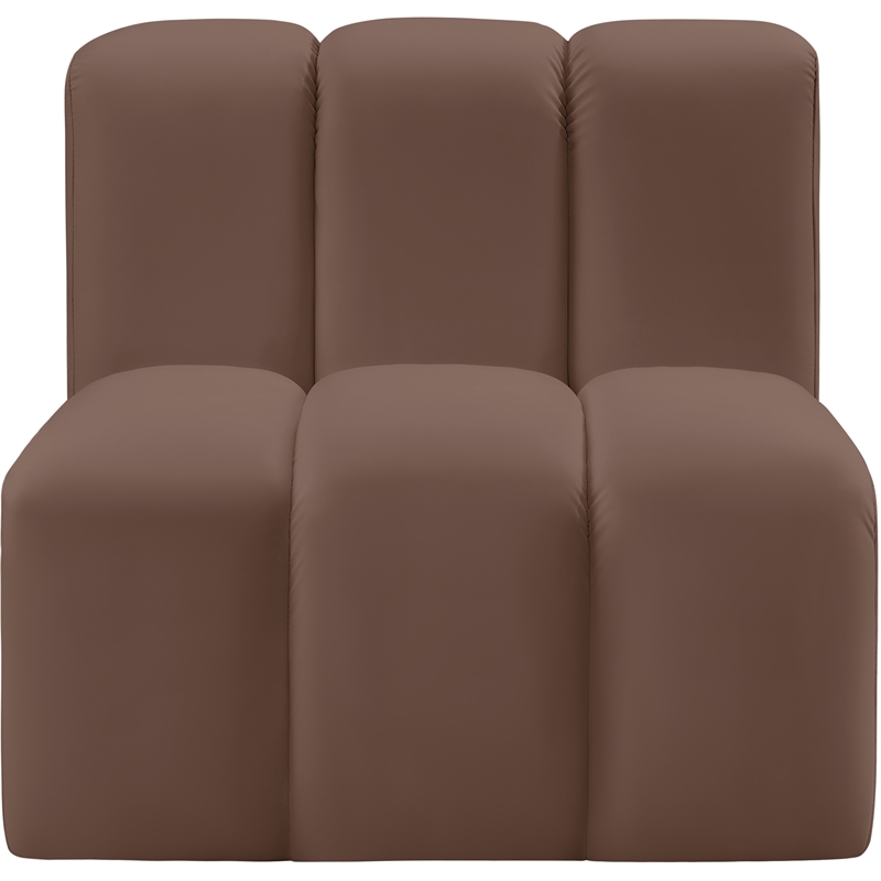 meridian furniture arc brown vegan leather straight chair