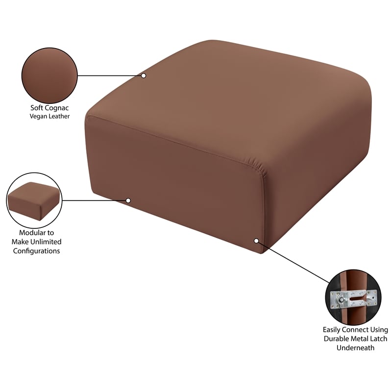 Meridian Furniture Arc Cognac Vegan Leather Ottoman