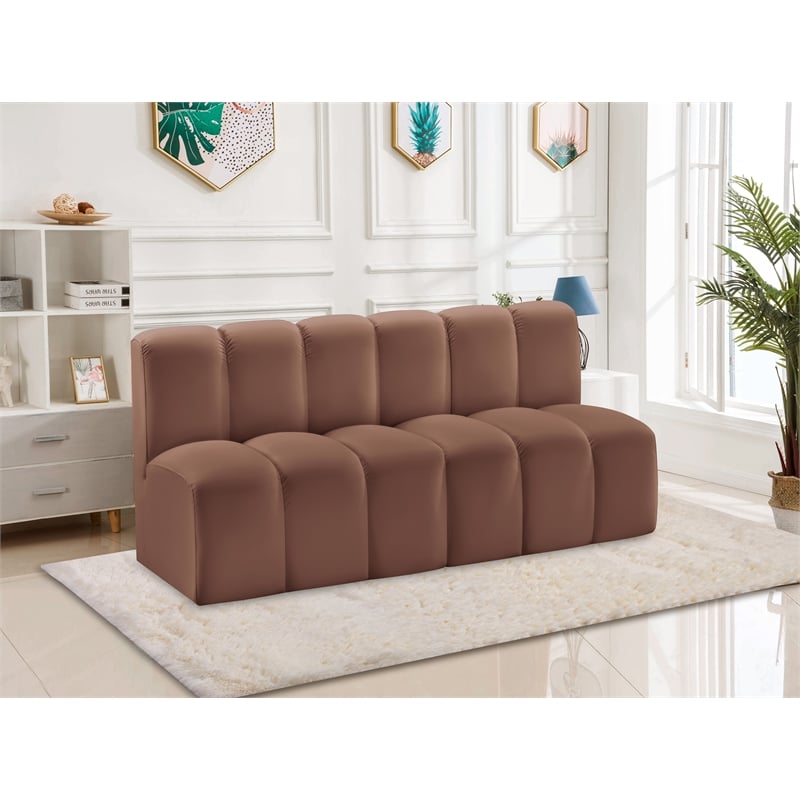 Meridian Furniture Arc Cognac Vegan Leather Modular Sectional