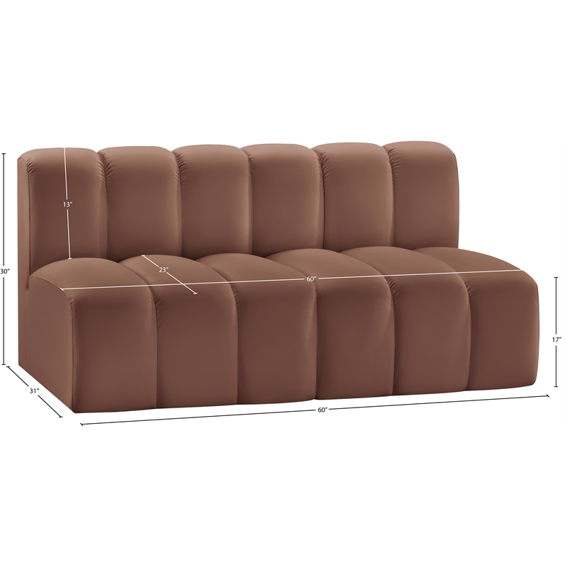 Meridian Furniture Arc Cognac Vegan Leather Modular Sectional