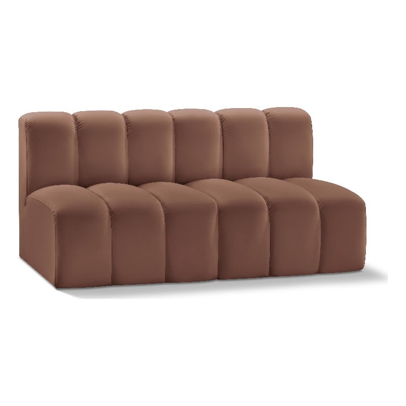 Meridian Furniture Arc Cognac Vegan Leather Modular Sectional