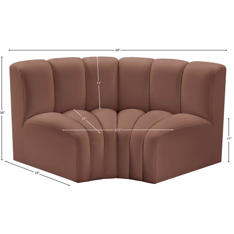 Meridian Furniture Arc Cognac Vegan Leather Modular Sectional