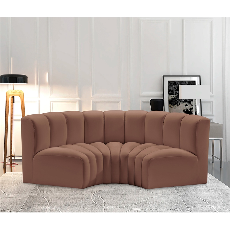 Meridian Furniture Arc Cognac Vegan Leather Modular Sectional
