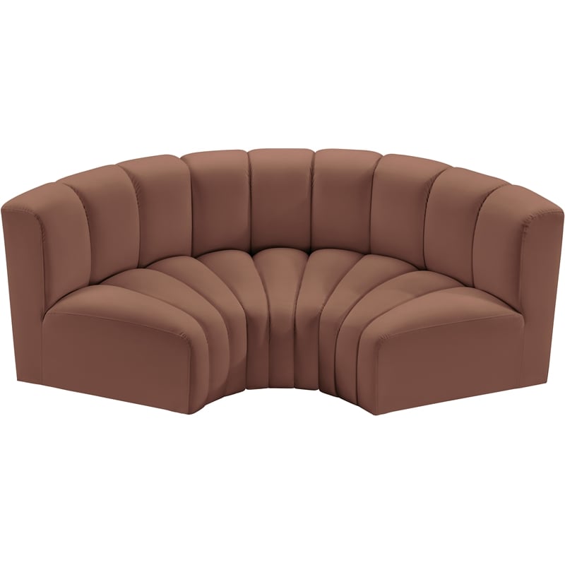 Meridian Furniture Arc Cognac Vegan Leather Modular Sectional