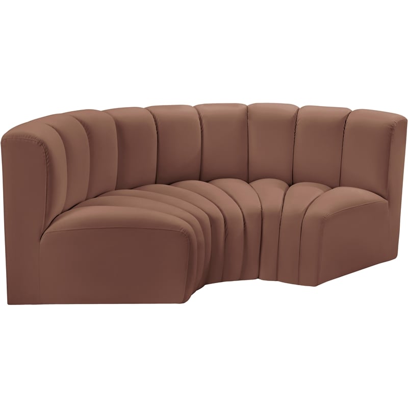 Meridian Furniture Arc Cognac Vegan Leather Modular Sectional