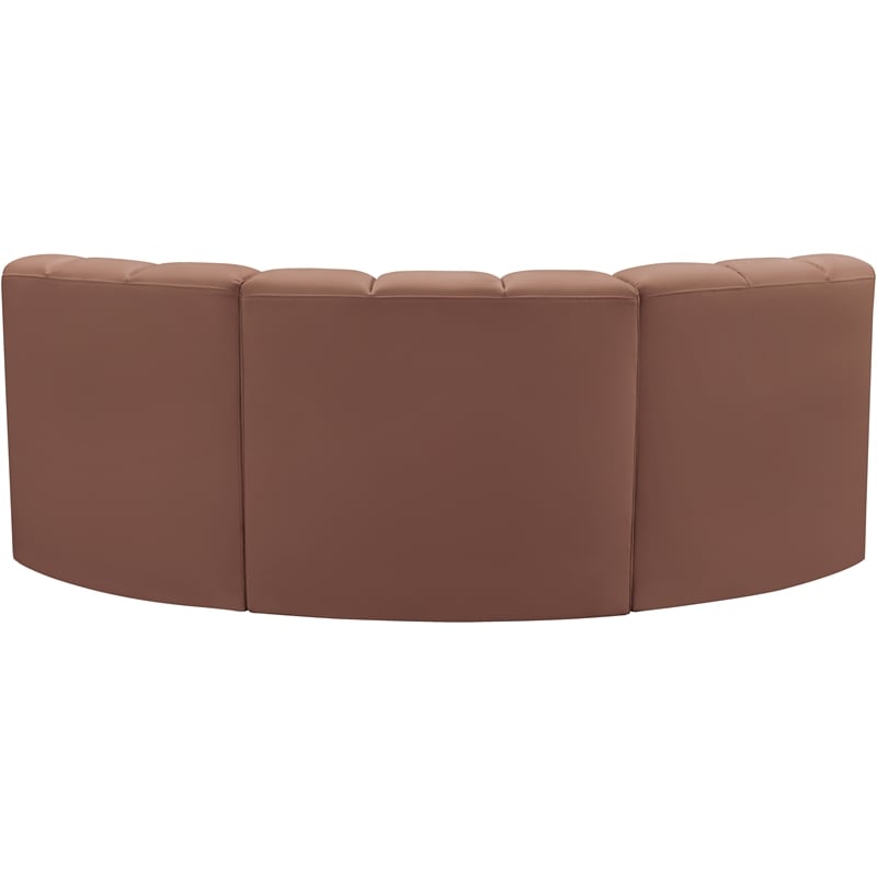 Meridian Furniture Arc Cognac Vegan Leather Modular Sectional