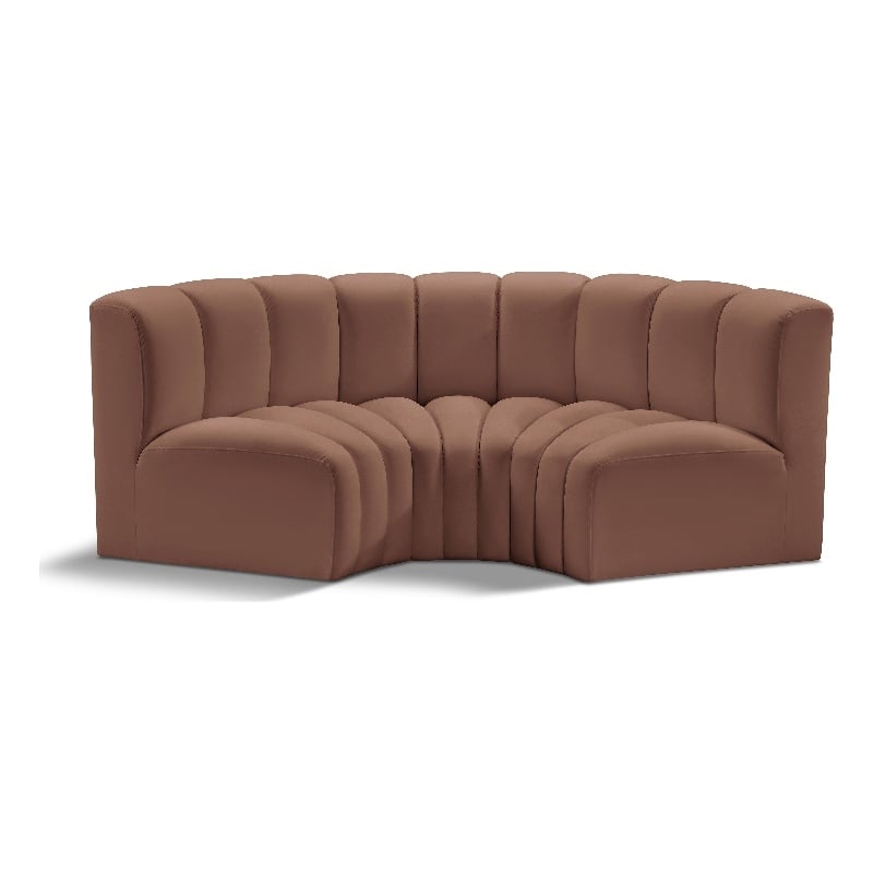 Meridian Furniture Arc Cognac Vegan Leather Modular Sectional