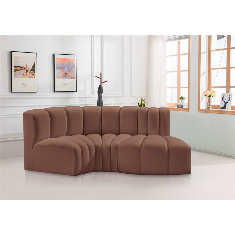 Meridian Furniture Arc Cognac Vegan Leather Modular Sectional